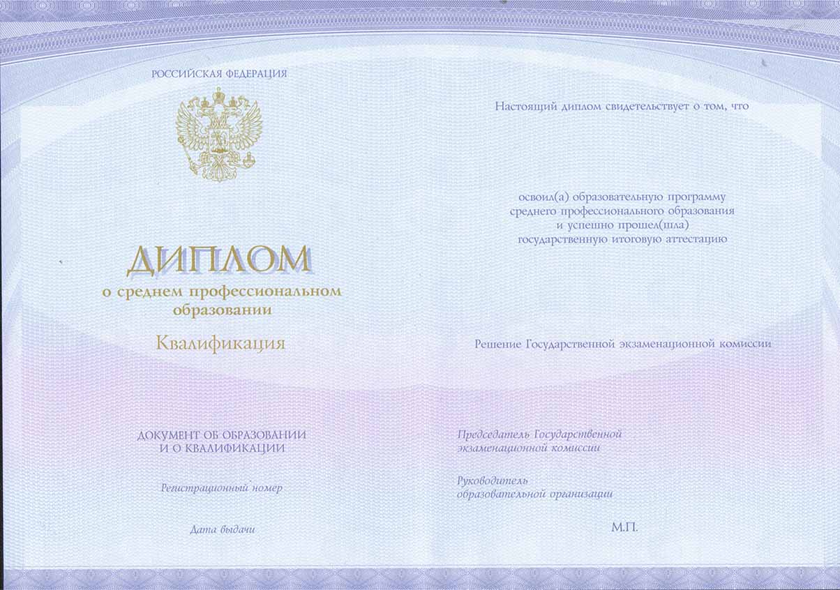 Диплом техникума Спецбланк 2014-2021 годов в Братске